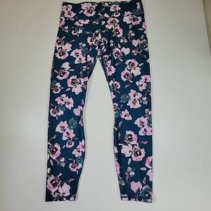 Womens Flower Print  Leggings Size 29 Stretch Activewear Yoga Pants Preppy Comfy
